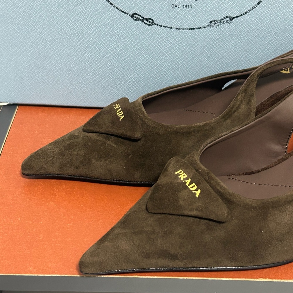 Prada Brown Suede High Heels - Picture 3 of 8